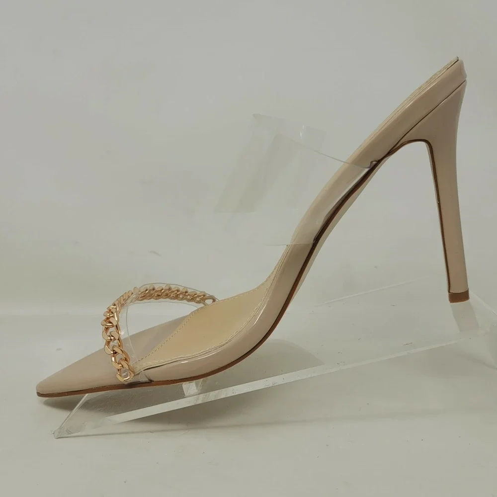Vivianly Women's Pumps Sz 11 M heeled sandals Pointed Toe Nude Clear